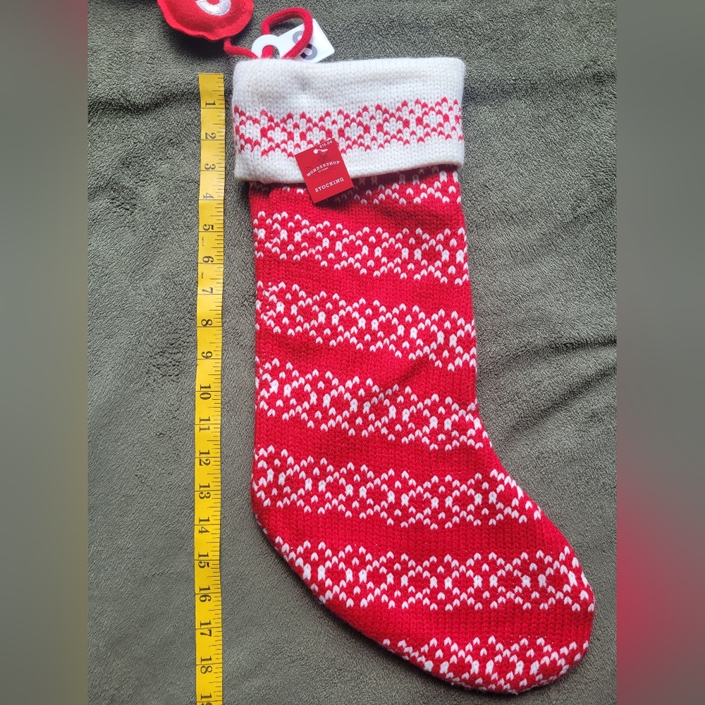 🎄 Knitted Red & White Monogram “S” Christmas Stocking – New With Tags!